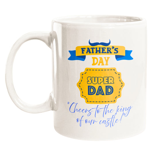 CustomInk Creations Coffee Mug – "Cheers to the King of Our Castle!" Father’s Day Gift Cup