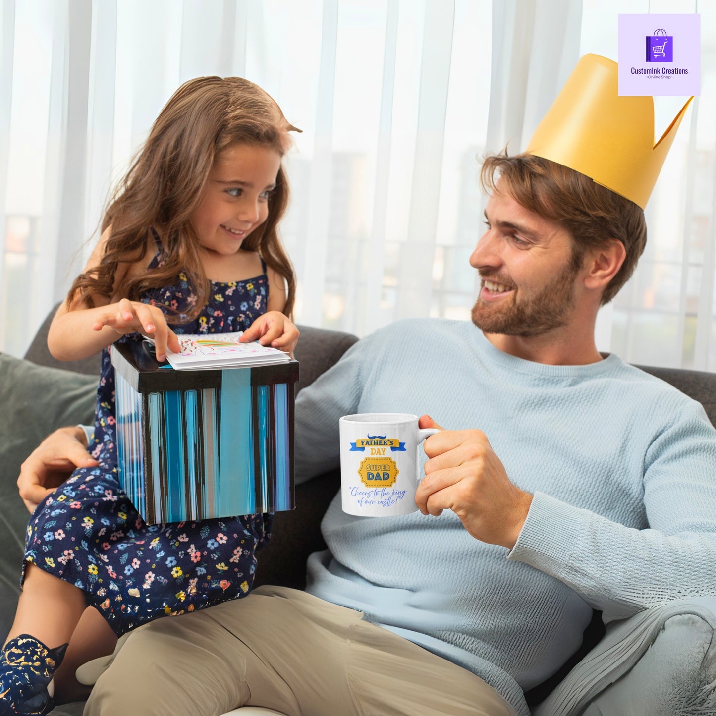 CustomInk Creations Coffee Mug – "Cheers to the King of Our Castle!" Father’s Day Gift Cup