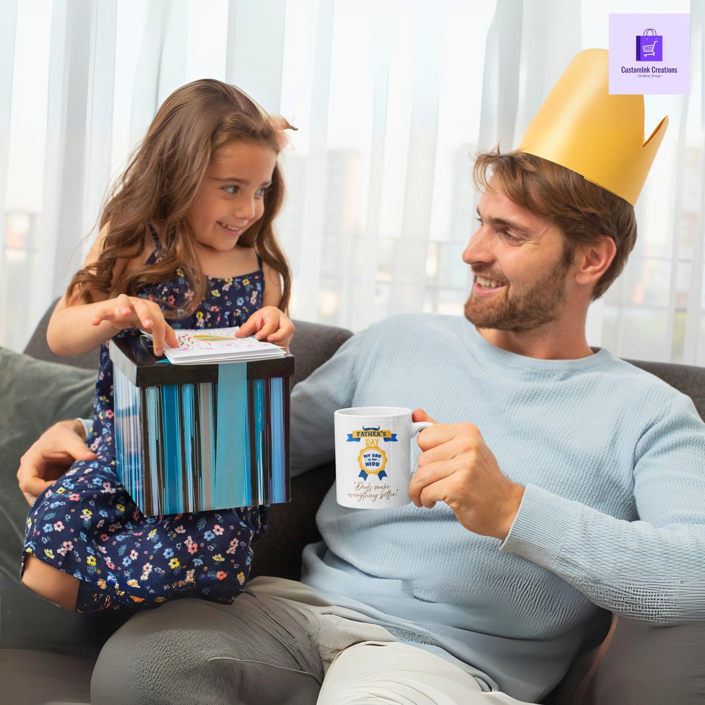 CustomInk Creations Coffee Mug – "Behind Every Great Kid Is an Amazing Dad" Father’s Day Gift Cup