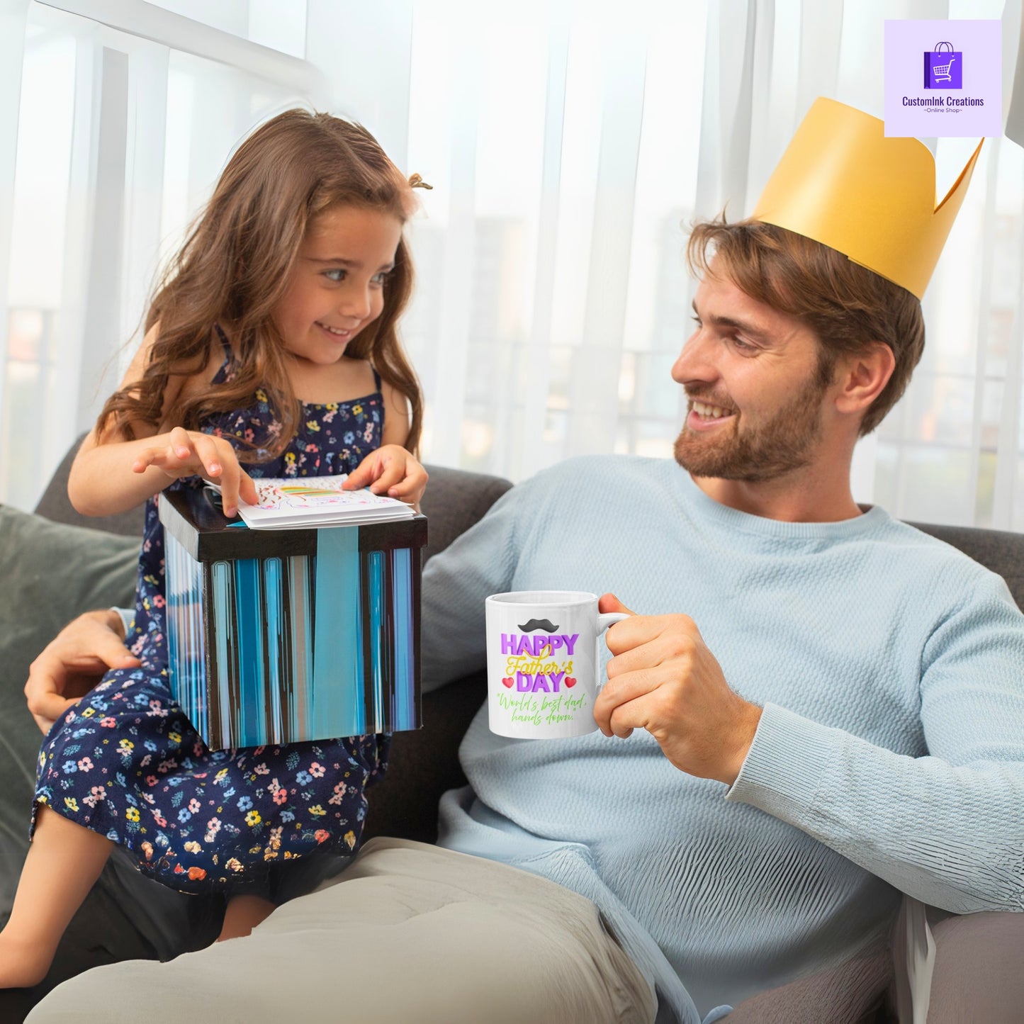 CustomInk Creations Coffee Mug – "World’s Best Dad, Hands Down" Father’s Day Gift Cup