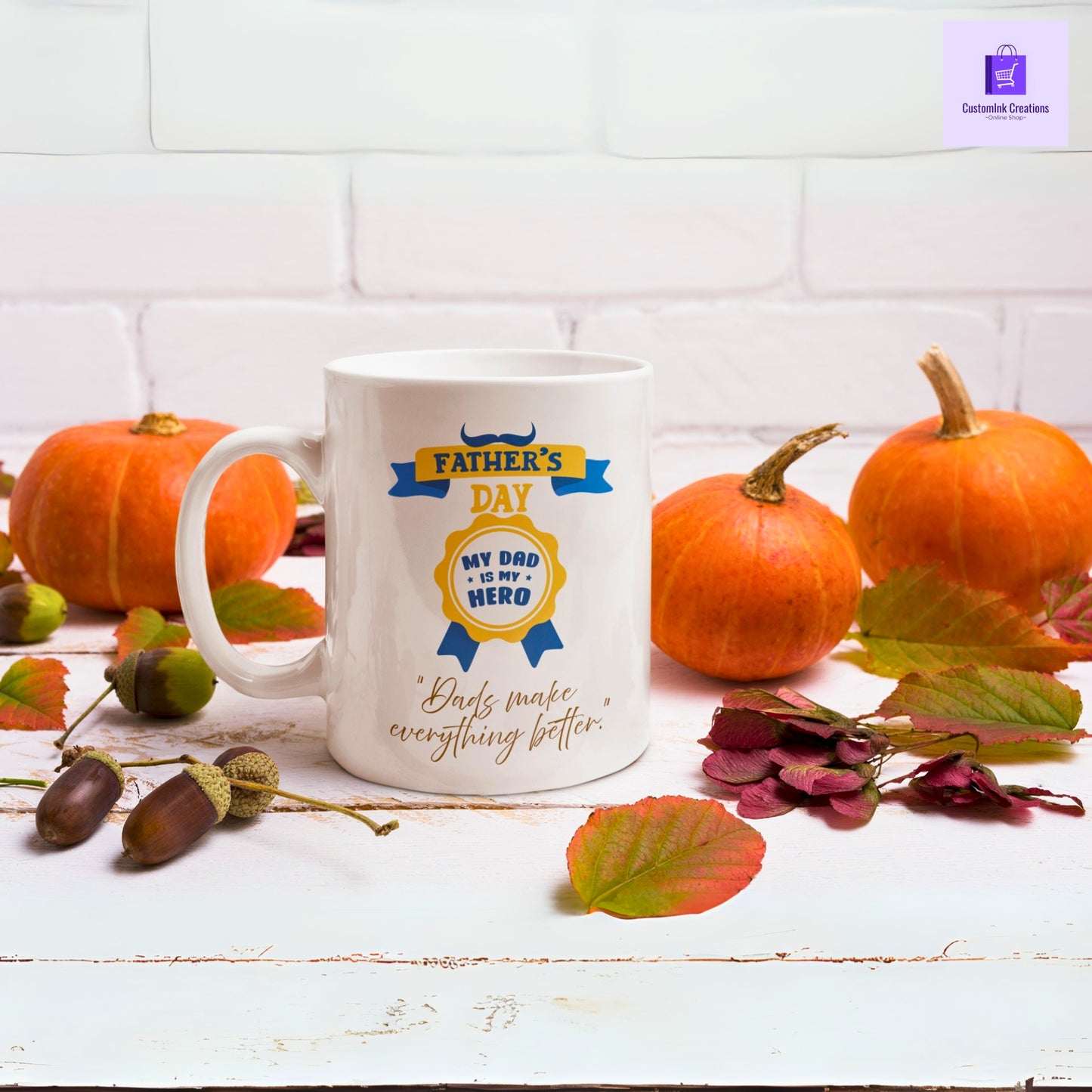 CustomInk Creations Coffee Mug – "Behind Every Great Kid Is an Amazing Dad" Father’s Day Gift Cup