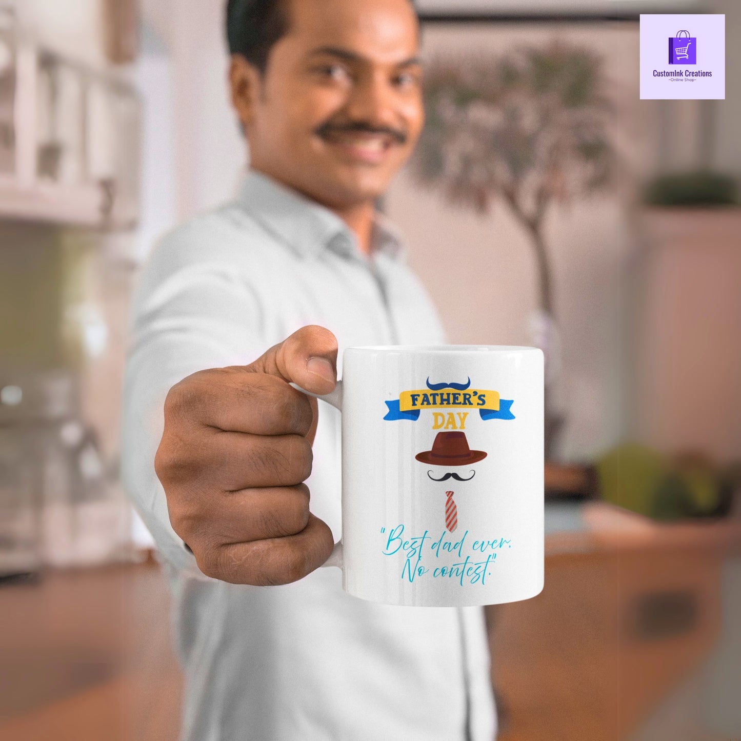 CustomInk Creations Coffee Mug – "Best Dad Ever. No Contest." Father’s Day Gift Cup