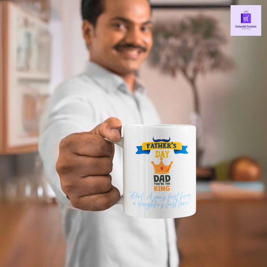 CustomInk Creations Coffee Mug – "Dad: A Son’s First Hero, A Daughter’s First Love" Father’s Day Gift Cup