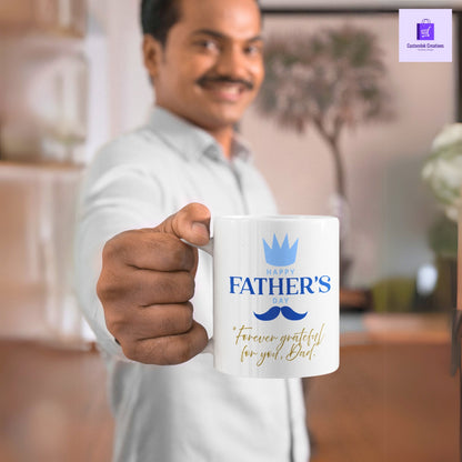 CustomInk Creations Coffee Mug – "Forever Grateful for You, Dad" Father’s Day Gift Cup